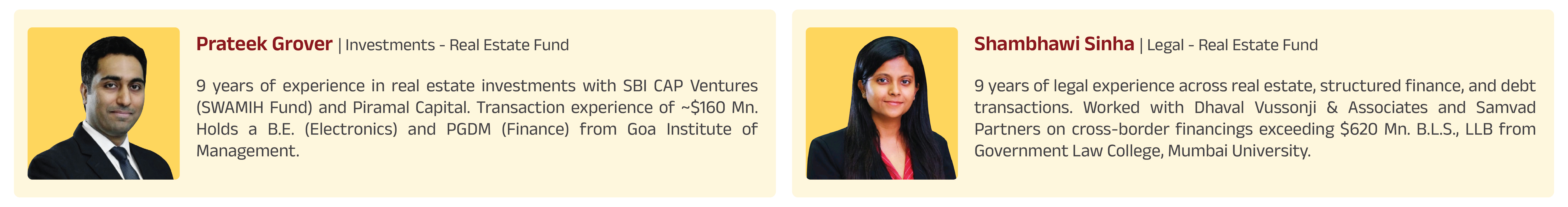 Prateek Grover - Investments Real Estate Fund & Shambhawi Sinha - Legal Real Estate Fund